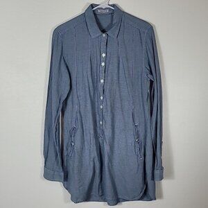 Toad & Co Mixologist Tunic Dress Size S Pockets Organic Cotton Long Sleeve Blue
